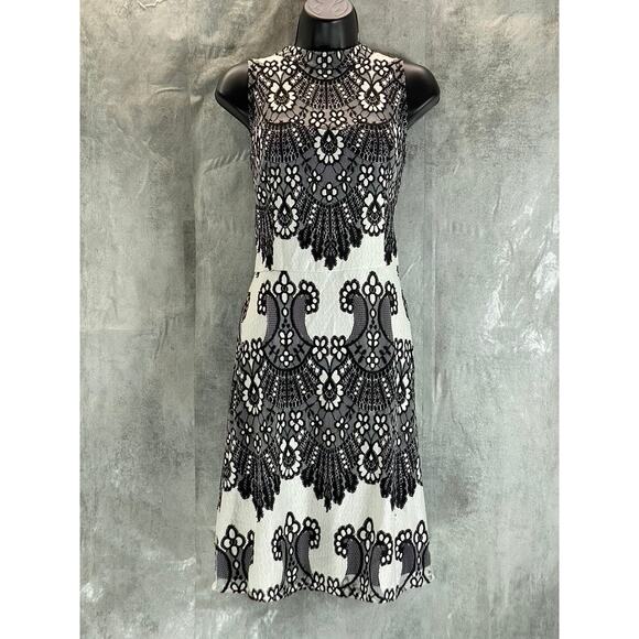 Kensie Dresses & Skirts - KENSIE Women's Black-White Sleeveless Halter Illusion Lace Embroidered Dress